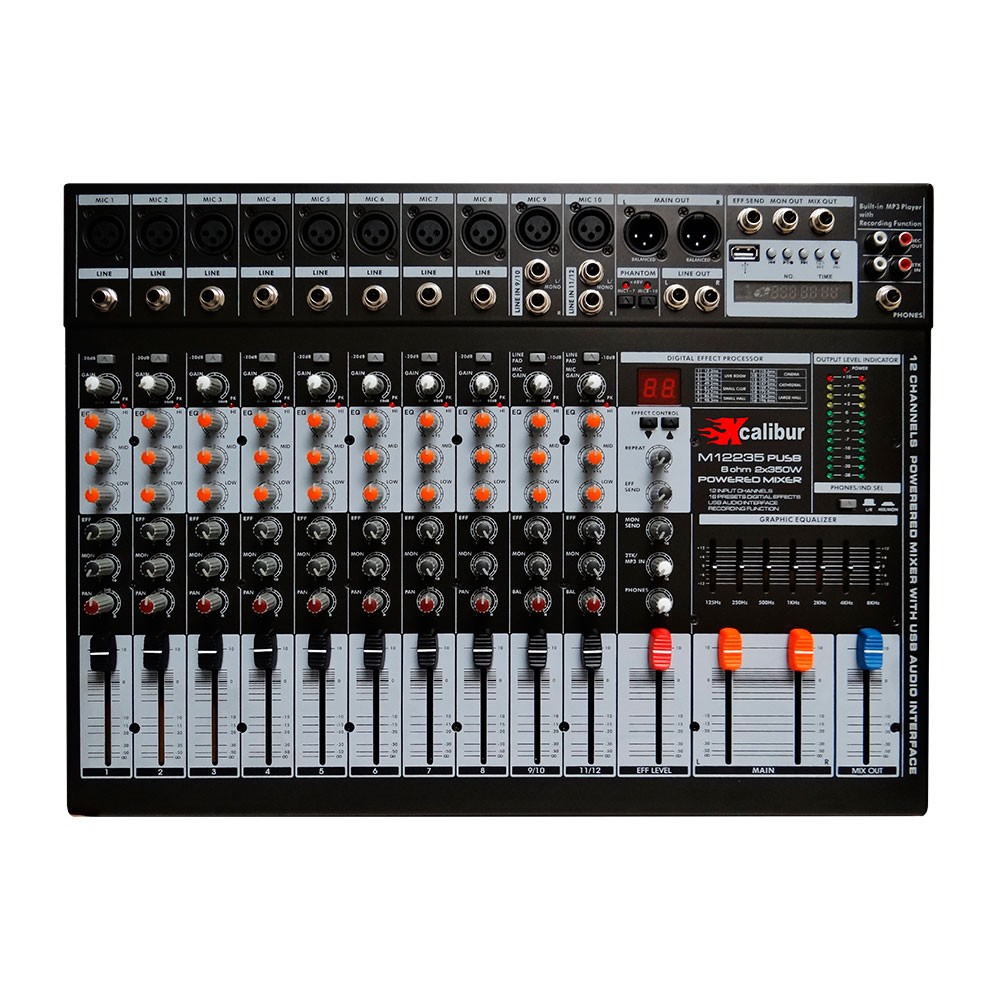 Consola amplificada 12 canales 700W USB/REC XCalibur