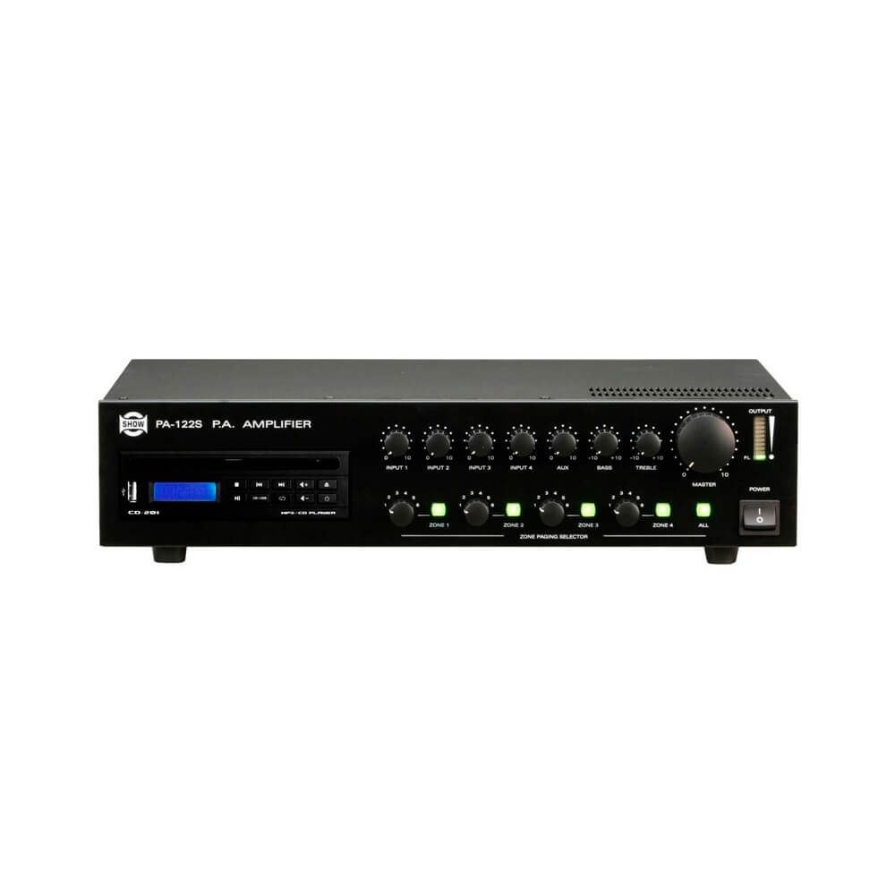 Amplificador con USB/SD/REC 24VDC y transferencia línea 4 zonas