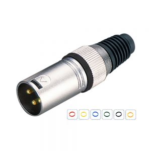 Plug metálico XLR macho punto oro varios colores