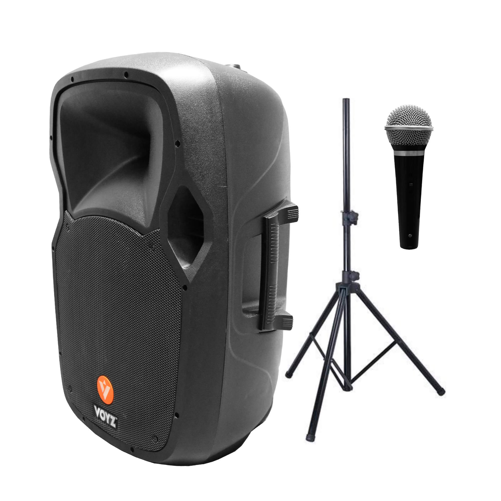 Bafle amplificado 15" 1000w con pedestal y microfono Voyz