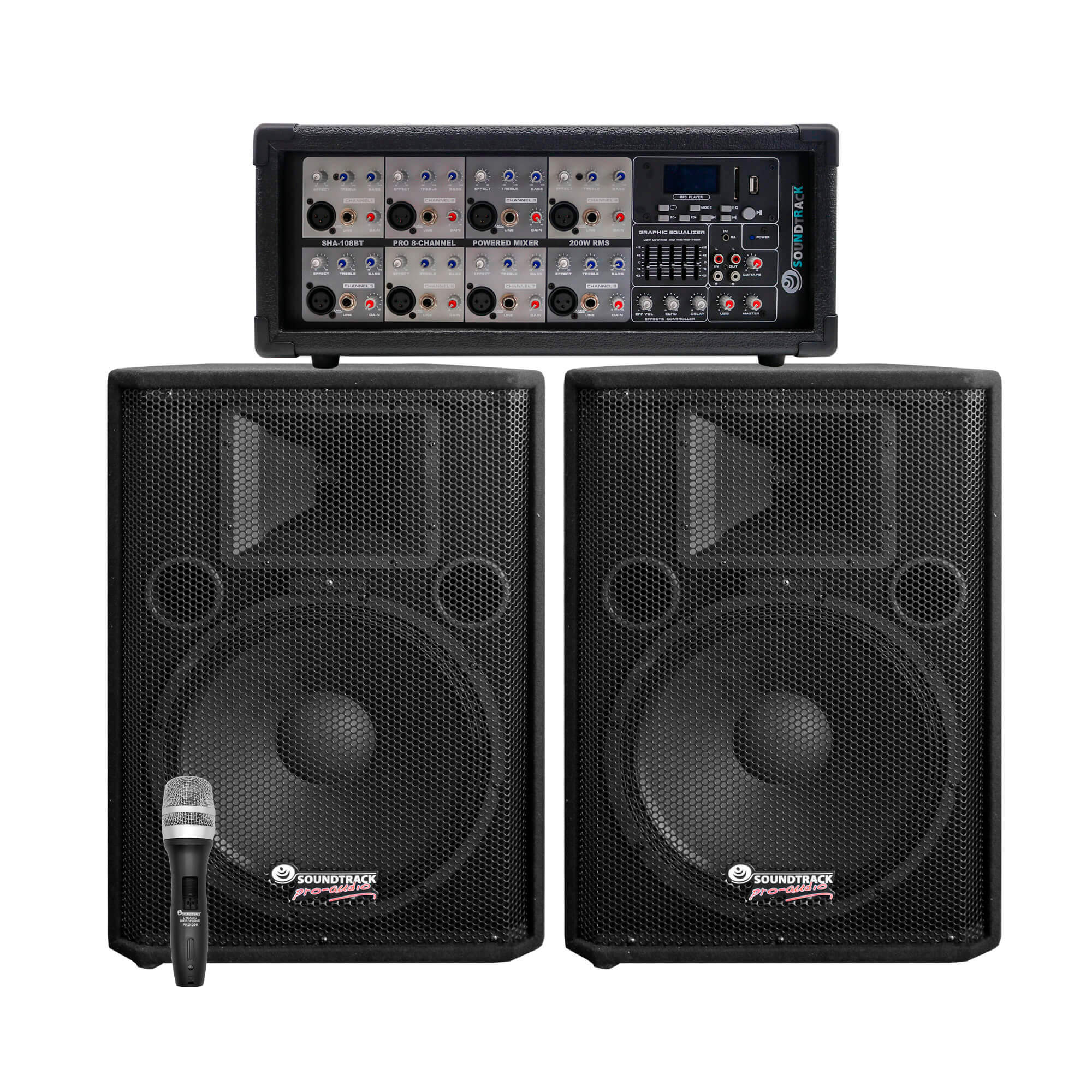 Combo consola 8CH USB / BT / Parlantes 15" Soundtrack