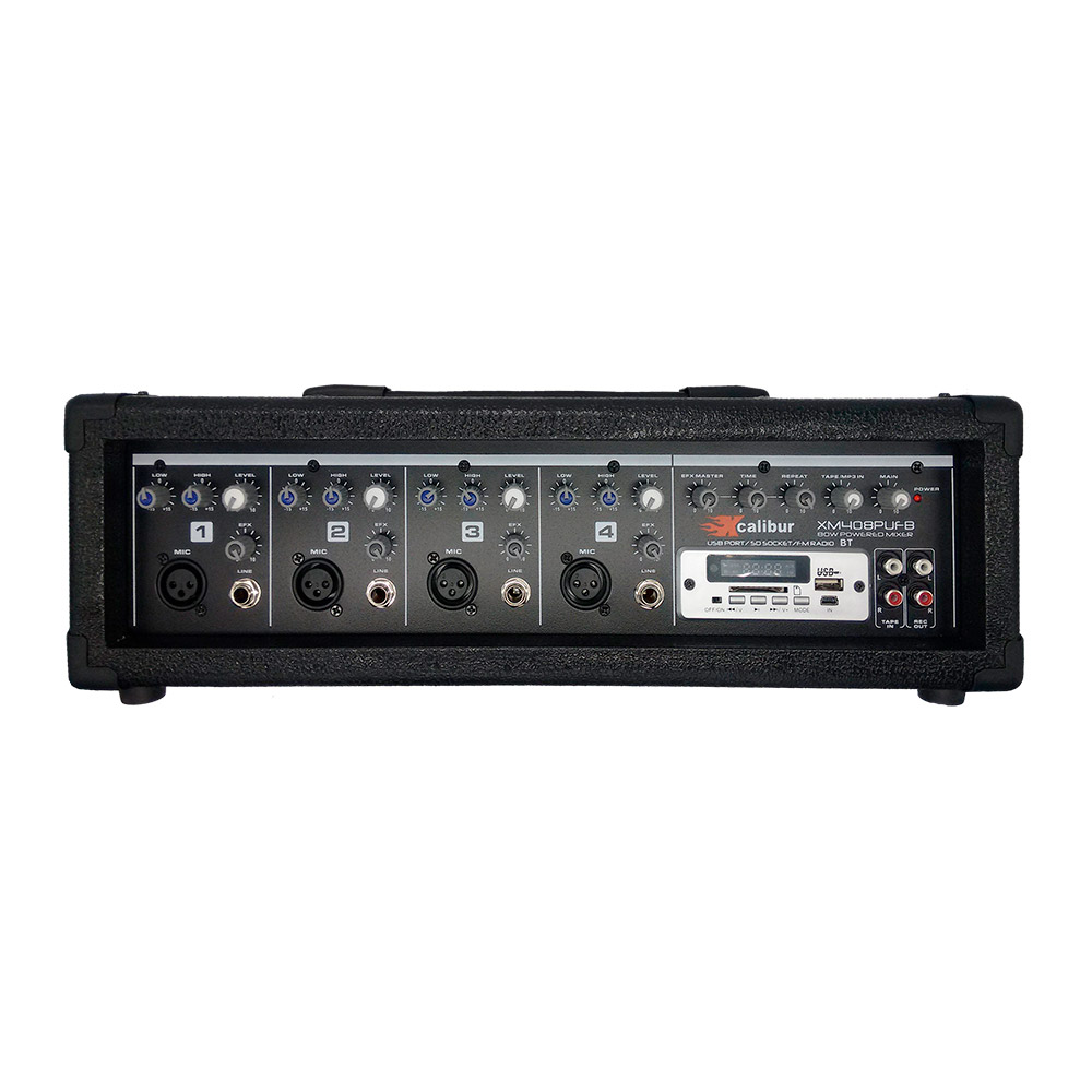 Consola amplificada 4 canales 2x80w USB / FM / BT XCalibur