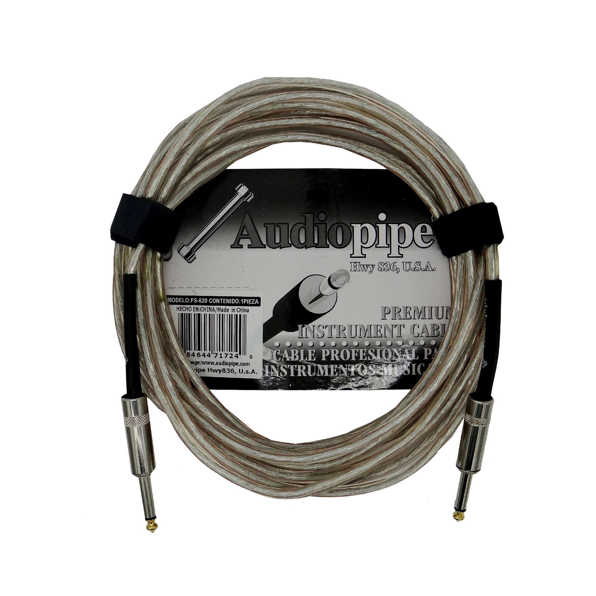 Extensión de 1/4" mono a 1/4" mono Heavy Duty 20ft Audiopipe
