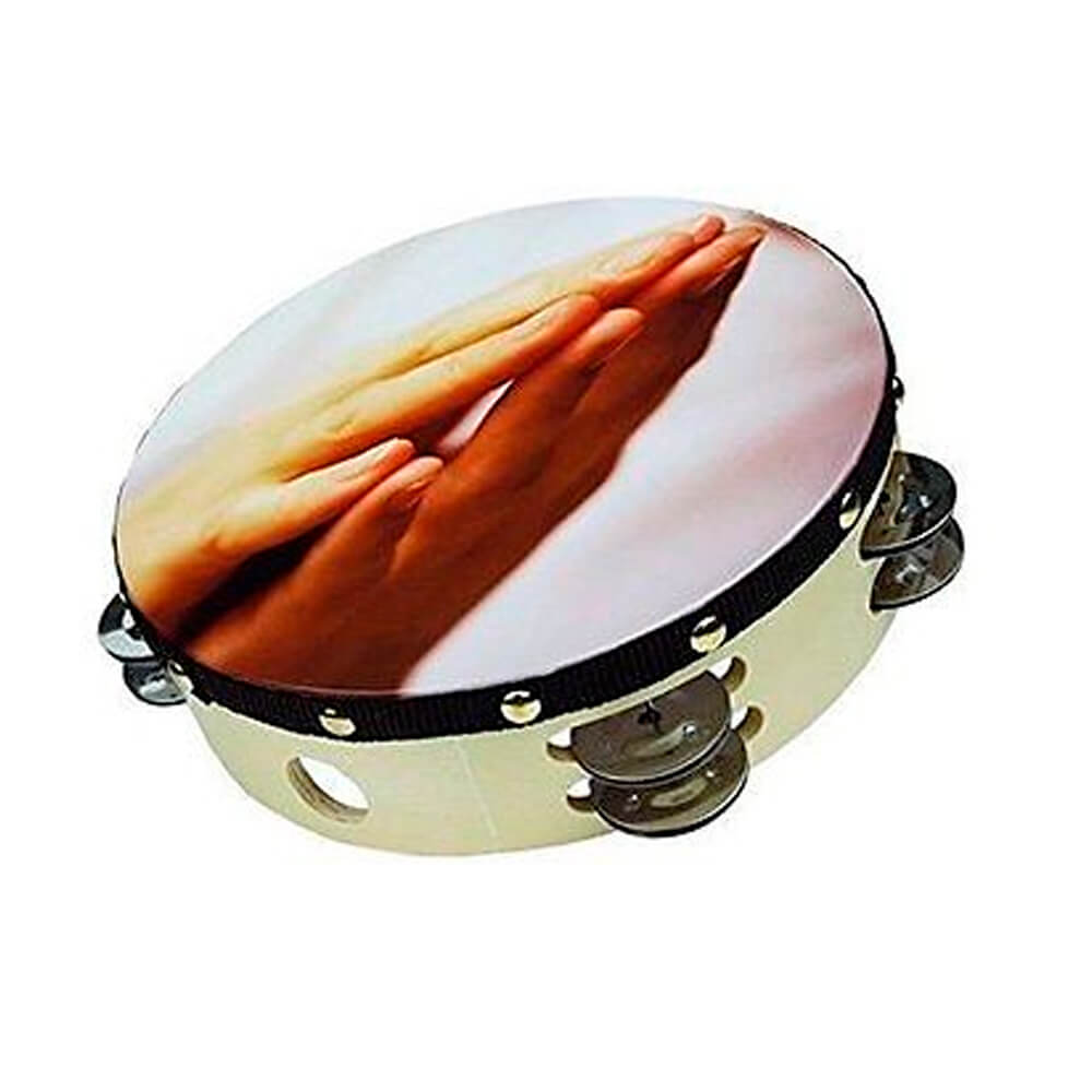 Pandereta con diseño de manos 10" Zebra