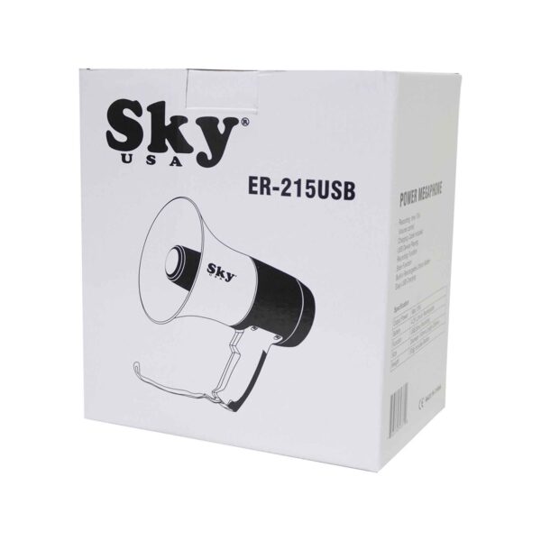 Megáfono recargable Sky de 15W con USB y sirena - Imagen 2