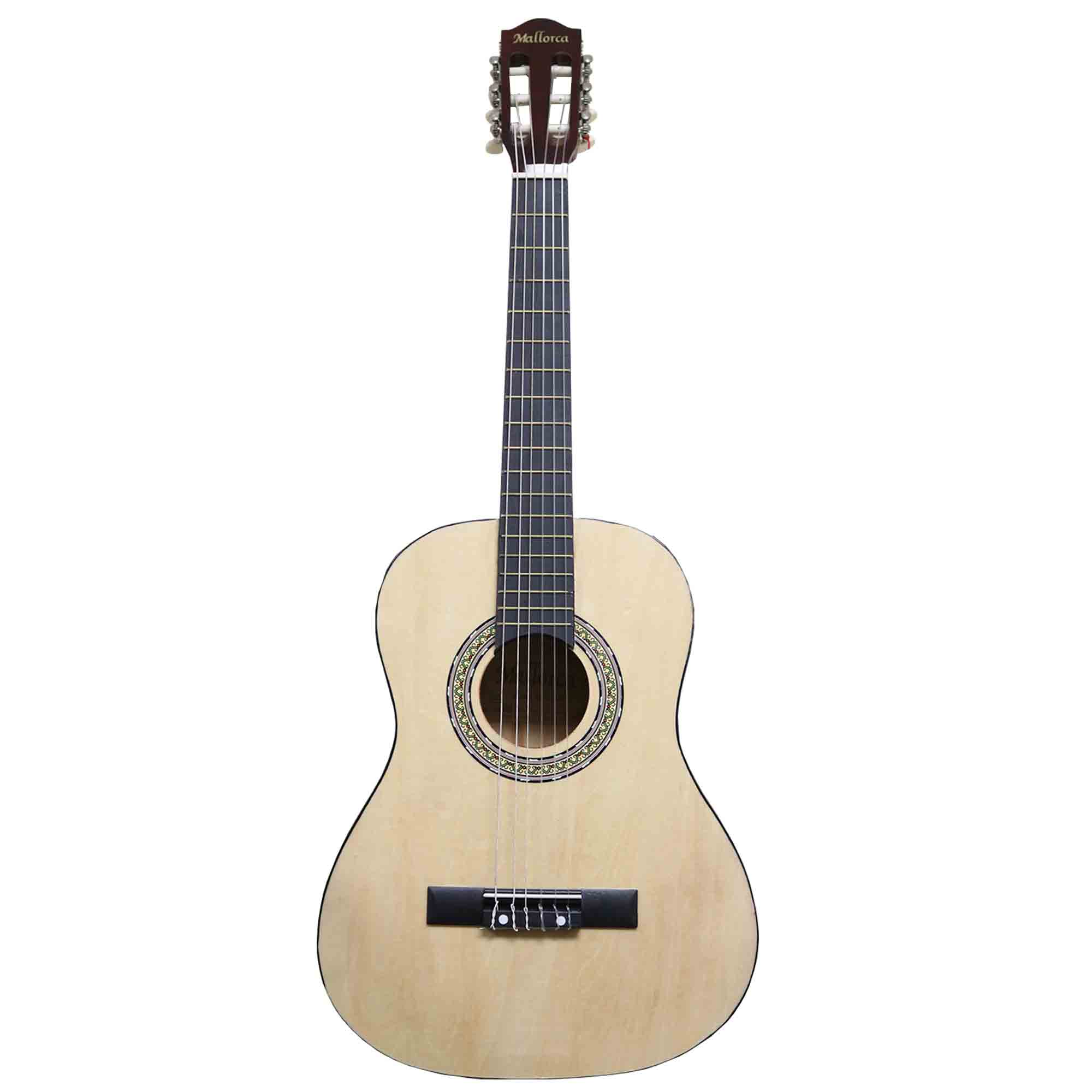 Guitarra acústica clásica color natural de 34" con estuche Mallorca