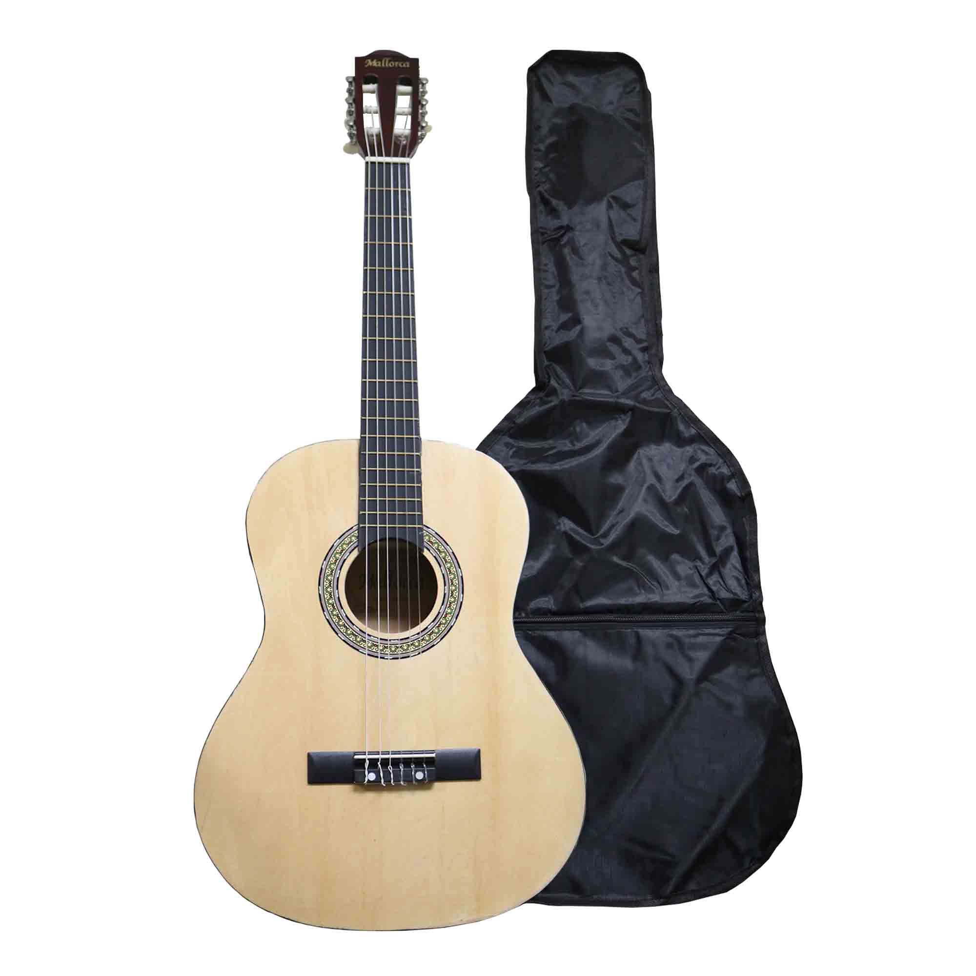 Guitarra acústica clásica color natural de 36" con estuche Mallorca - Imagen 2