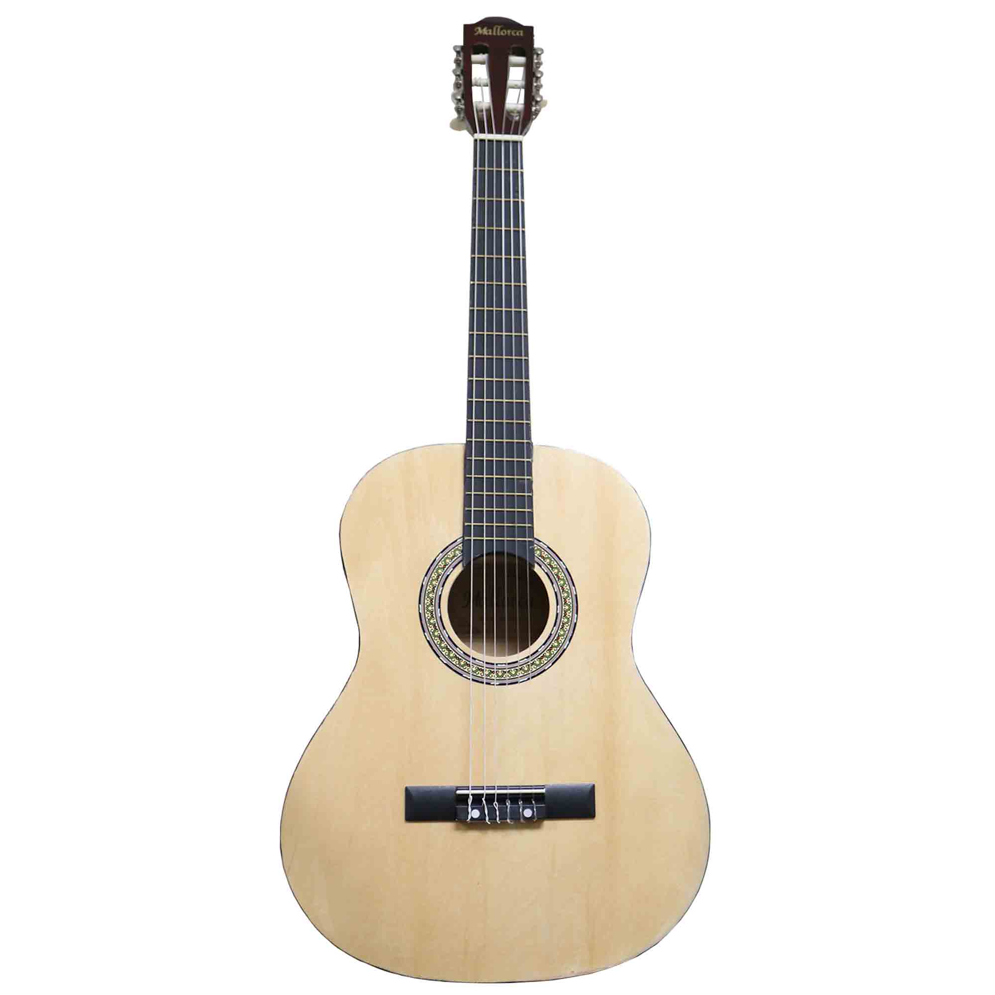 Guitarra acústica clásica color natural de 36" con estuche Mallorca