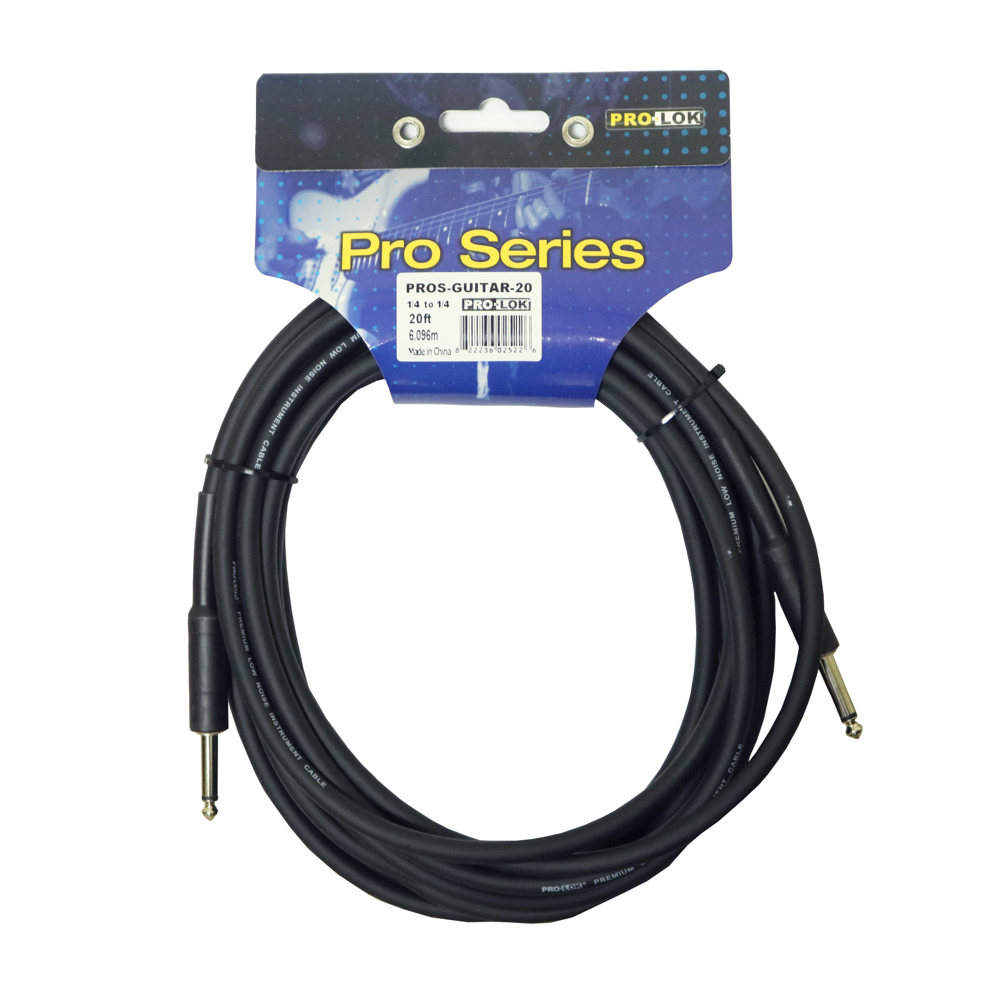 Extensión de 1/4" mono a 1/4" mono 20ft Pro-Lok