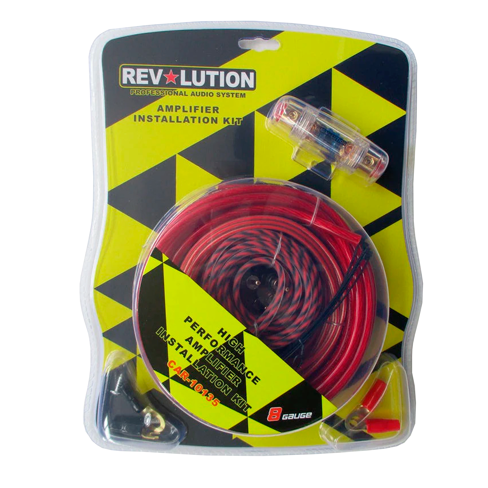 Kit cables para power 8ga con mini fusible Revolution Electrónica