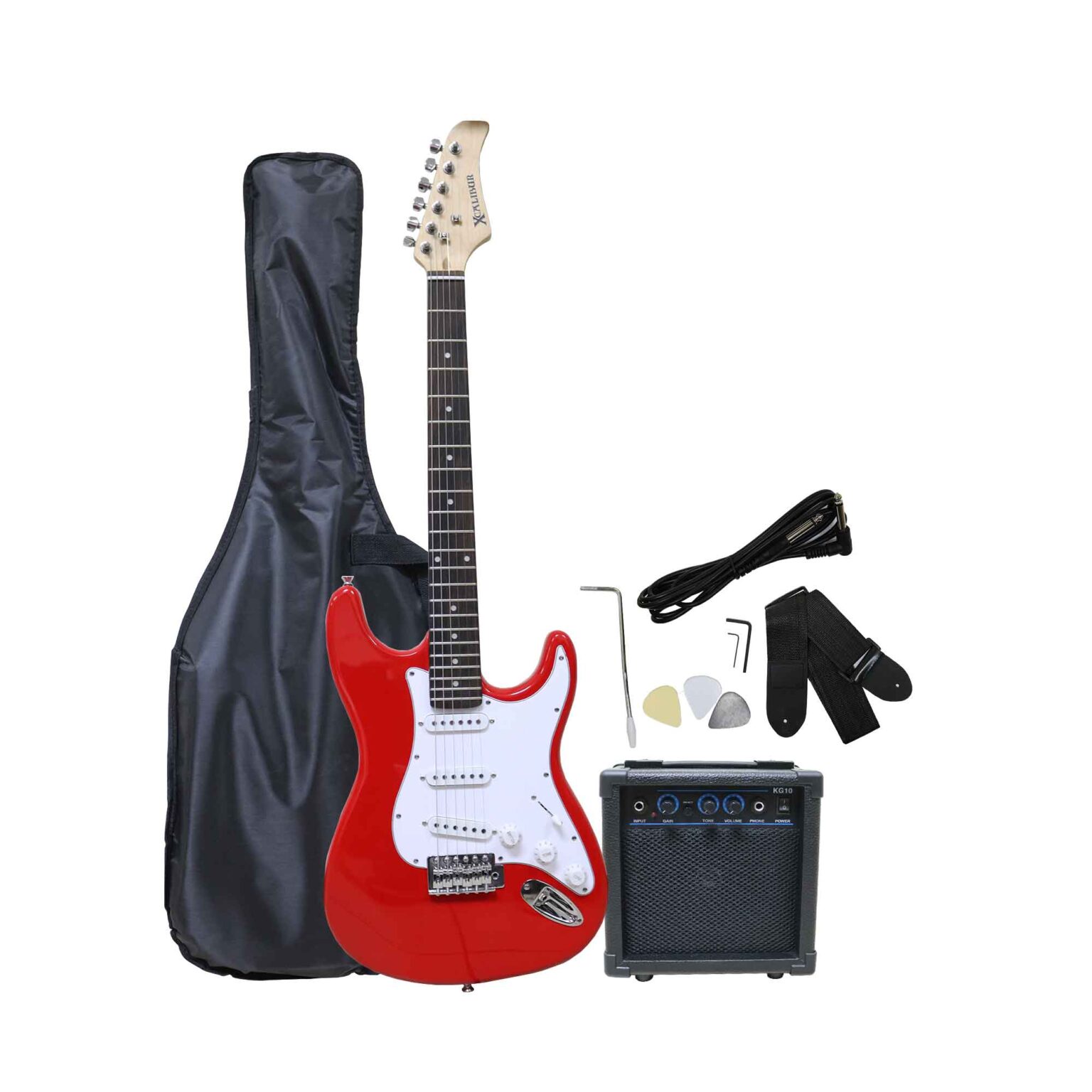 Combo guitarra eléctrica rojo + amplificador 10w Xcalibur - Electrónica