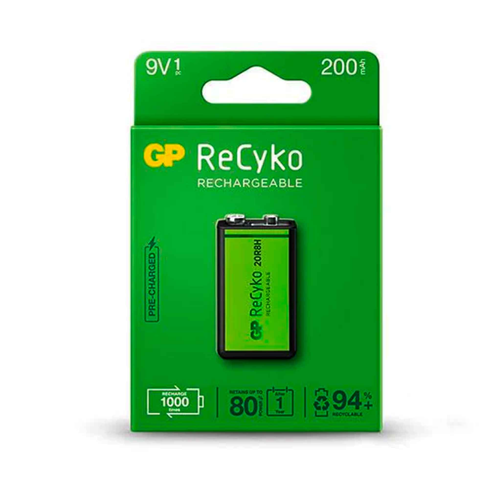 Batería recargable de 9v 200mah GP Recyko+