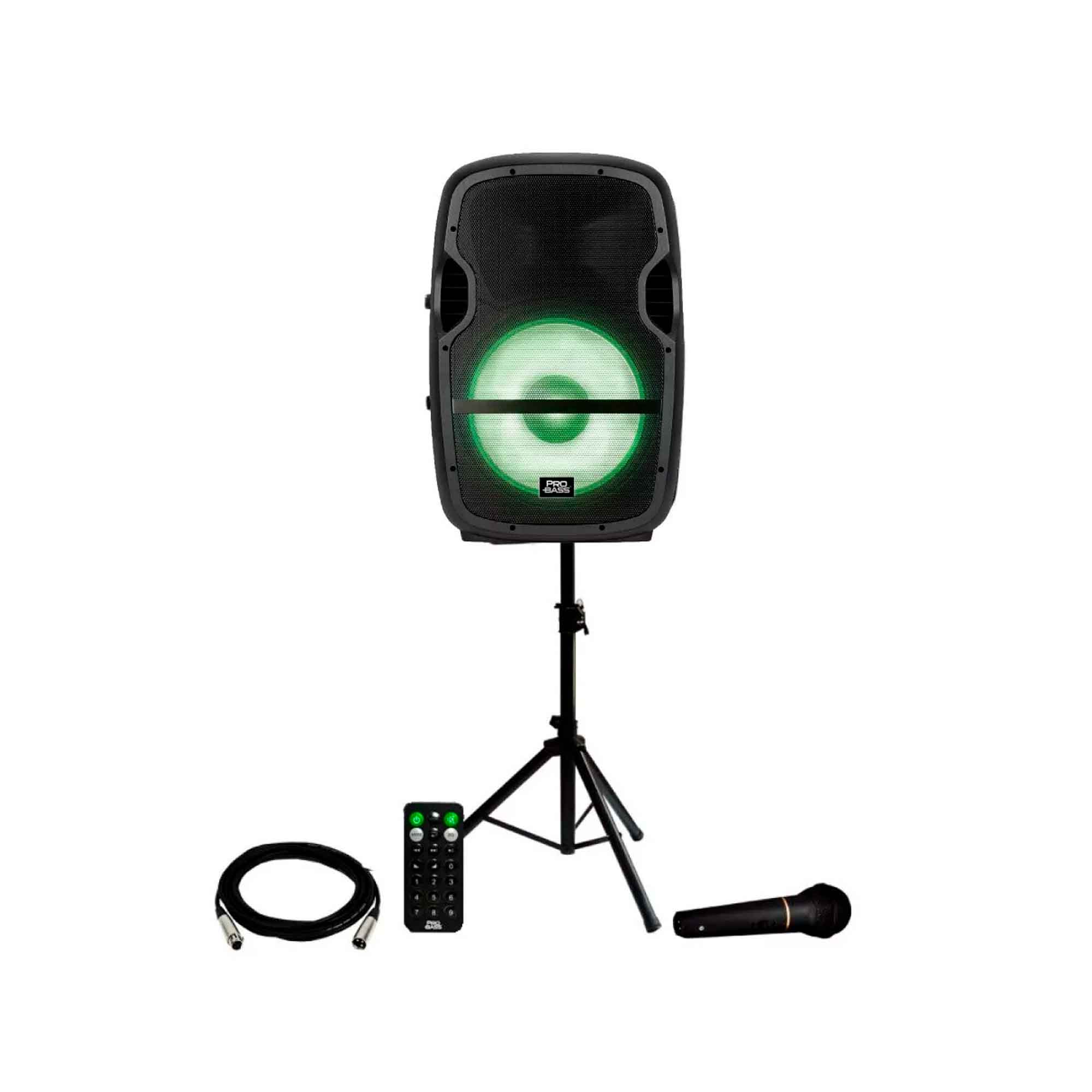 Bafle Amplificado 15" 800w Rms USB/SD/BT/FM + Mic + Pedestal Probass - Imagen 3