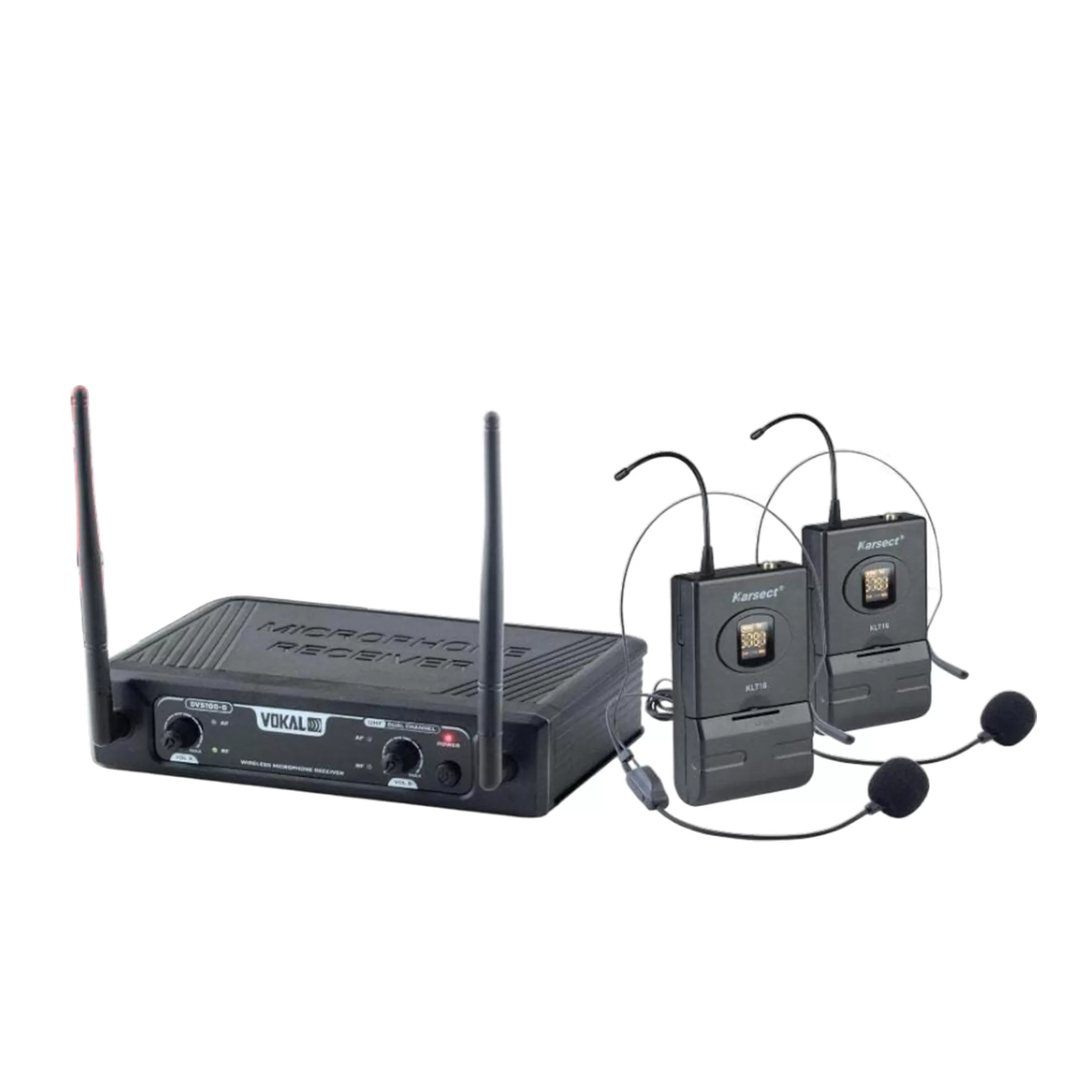 Micrófono inalámbrico de diadema doble UHF 16 canales Vokal