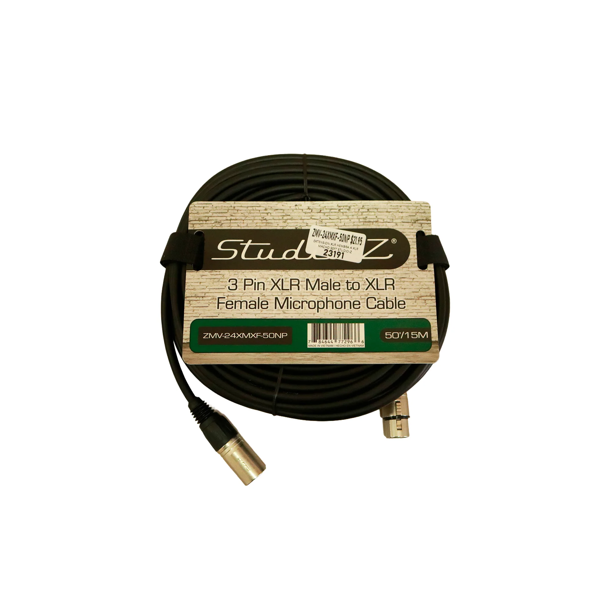 Extensión XLR hembra a XLR macho 50ft STUDIO-Z