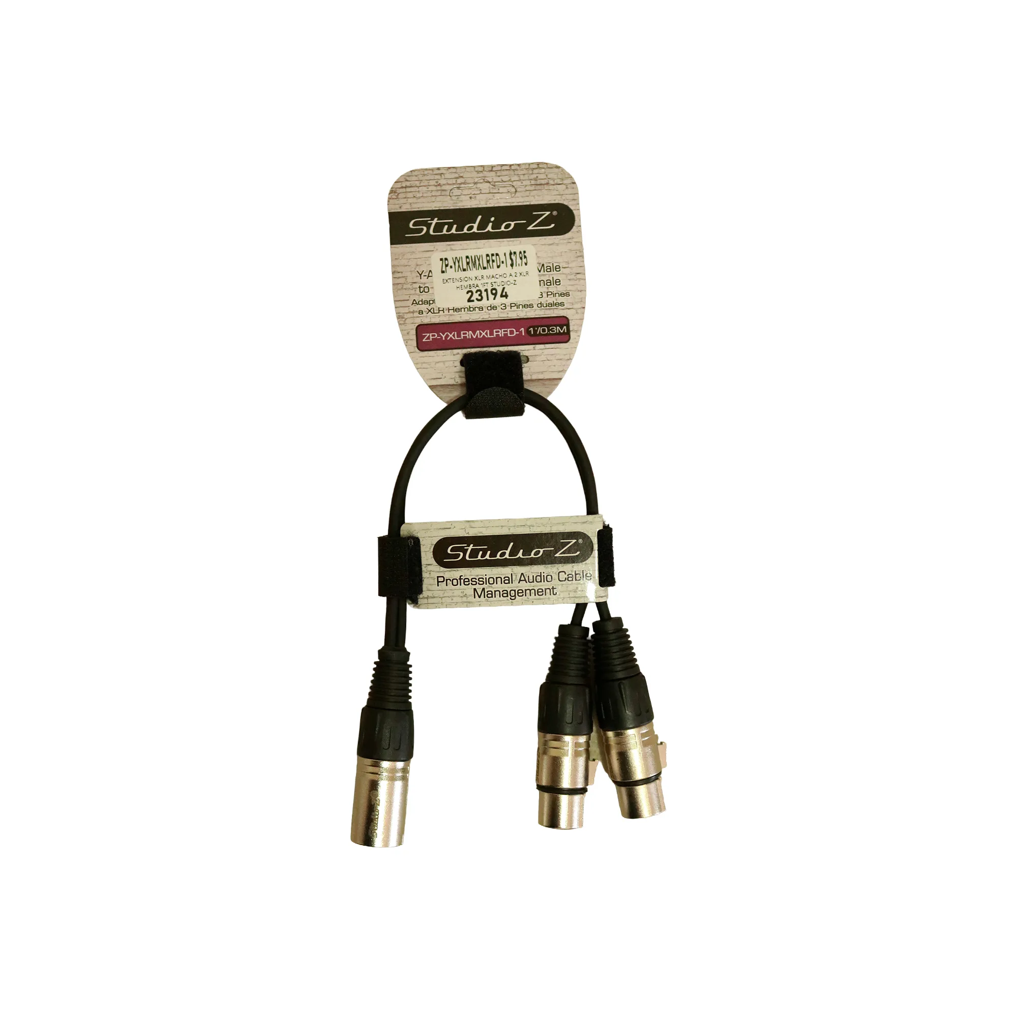 Extensión XLR macho a 2 XLR hembra 1ft STUDIO-Z